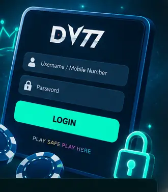 DV77 login themed mobile account illustration